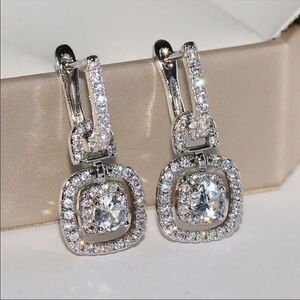 #8 Restocked❗️NEW 18K White Gold Plated Diamond Drop Earrings